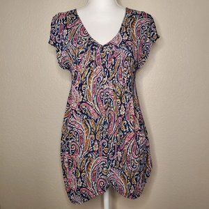 4/$20 Lucky Brand Paisley Floral VNeck Tunic Top